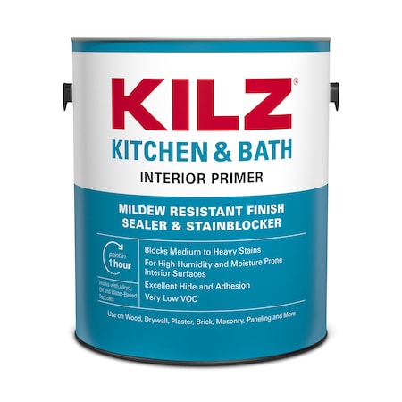 Kilz Premium KILZ Kitchen & Bath White Flat Water-Based Mold Killing Primer 1 gal L204511